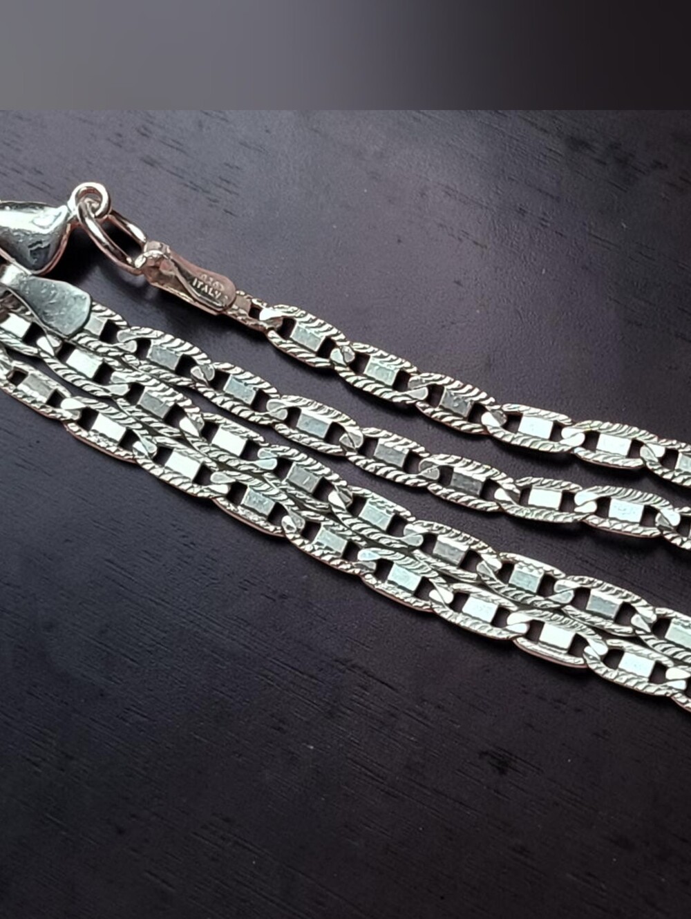 Sterling Silver Figaro Link Necklace - Silver